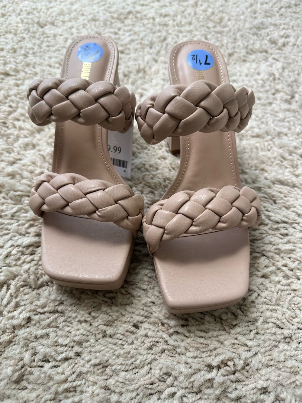 Marshalls Blush Braided Double-Strap Block Heel Sandals